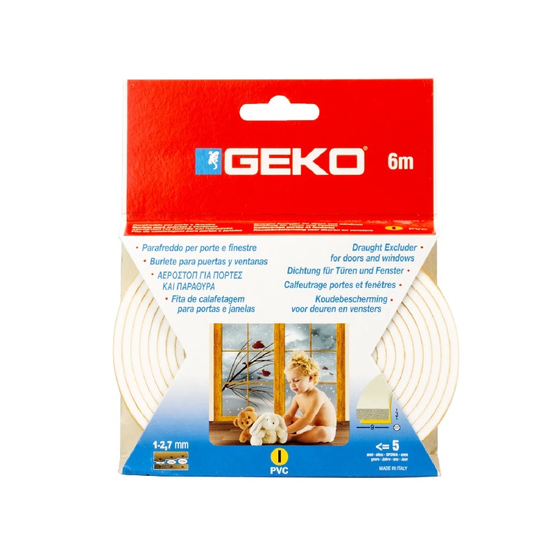 GEKO Těsnění do oken samolepící páska PVC 9x3mm/ 6m - bílé 0.075 Kg NÁŘADÍ Sklad2 1200/2