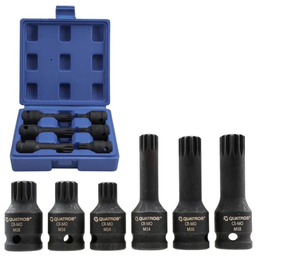 QUATROS  Gola 1/2" Nástrčné hlavice XZN sada 6 kusů kované M14-M18 tisícihran 0.3 Kg NÁŘADÍ Sklad2 QS50385