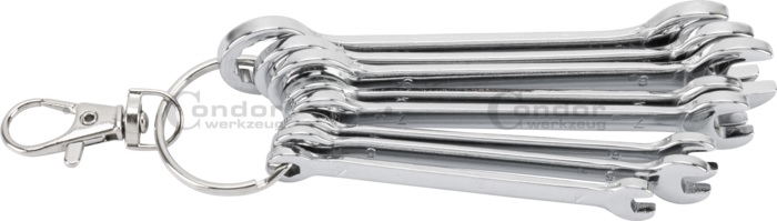 CONDOR WERKZEUG Mini klíče očkoploché, sada 8 kusů 4-11mm, přívěsek na kroužku 0.1 Kg NÁŘADÍ Sklad2 100-08271