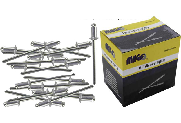 Nýty trhací Alu průměr 4,8 mm délka 7,9 mm balení 500 kusů v krabici Magg 1.15 Kg NÁŘADÍ Sklad2 ALN48079