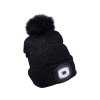 MA43196_EXTOL LIGHT čepice s čelovkou, nabíjecí, USB, černá se třpytkou a bambulí 43196