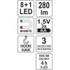 YT-08513_YATO Svítilna Lampa montážní 8+1 LED, hák+magnet, bateriová, 3xAA_5