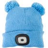 TR3133527_STREND PRO Dětská čepice se světlem modrá M, s bambulkami