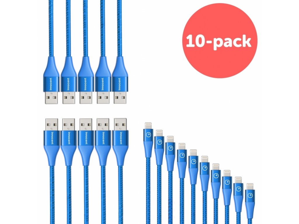 1257 innocent flash fastcharge lightning cable 1 5m 10 pack blue