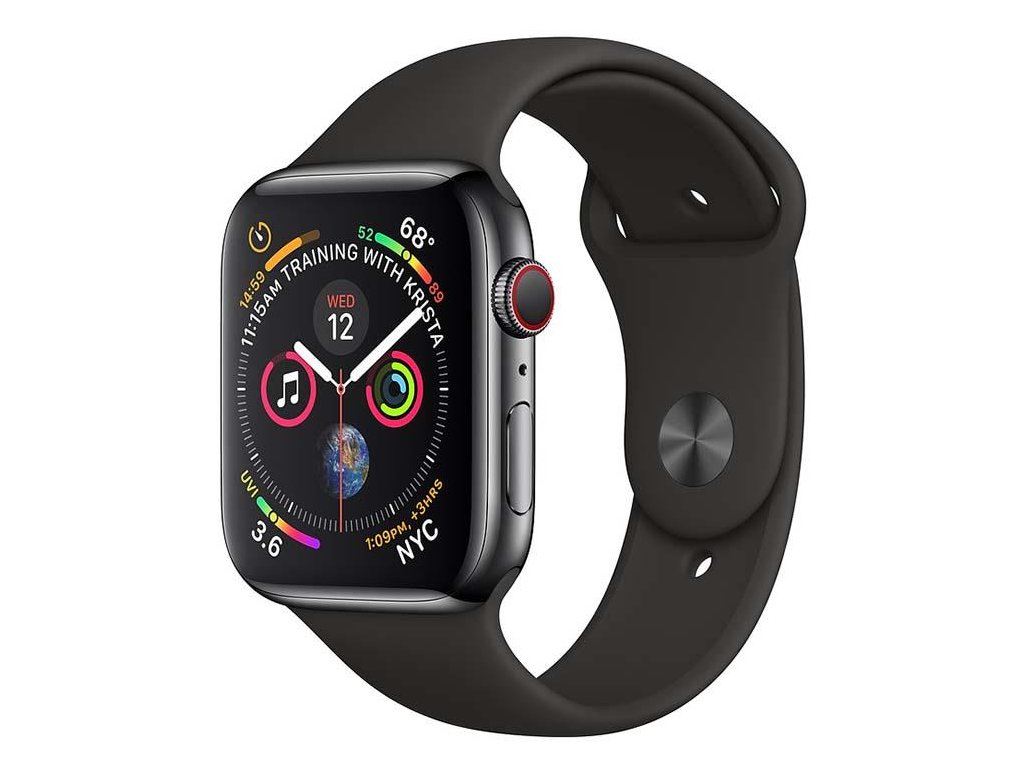 apple watch series 4 gps cell 44mm space black stainless steel case with blac mtx22wb a i803593
