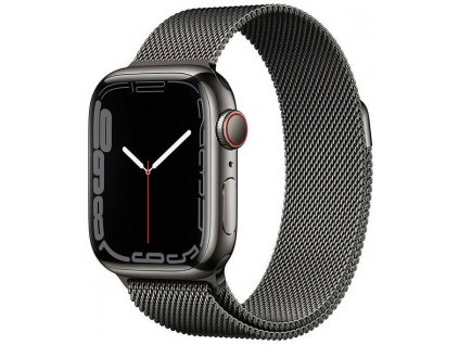 apple watch series 7 gps cellular 41mm pouzdro z grafitové sedě oceli s grafitovým milanským tahem 216892 269341