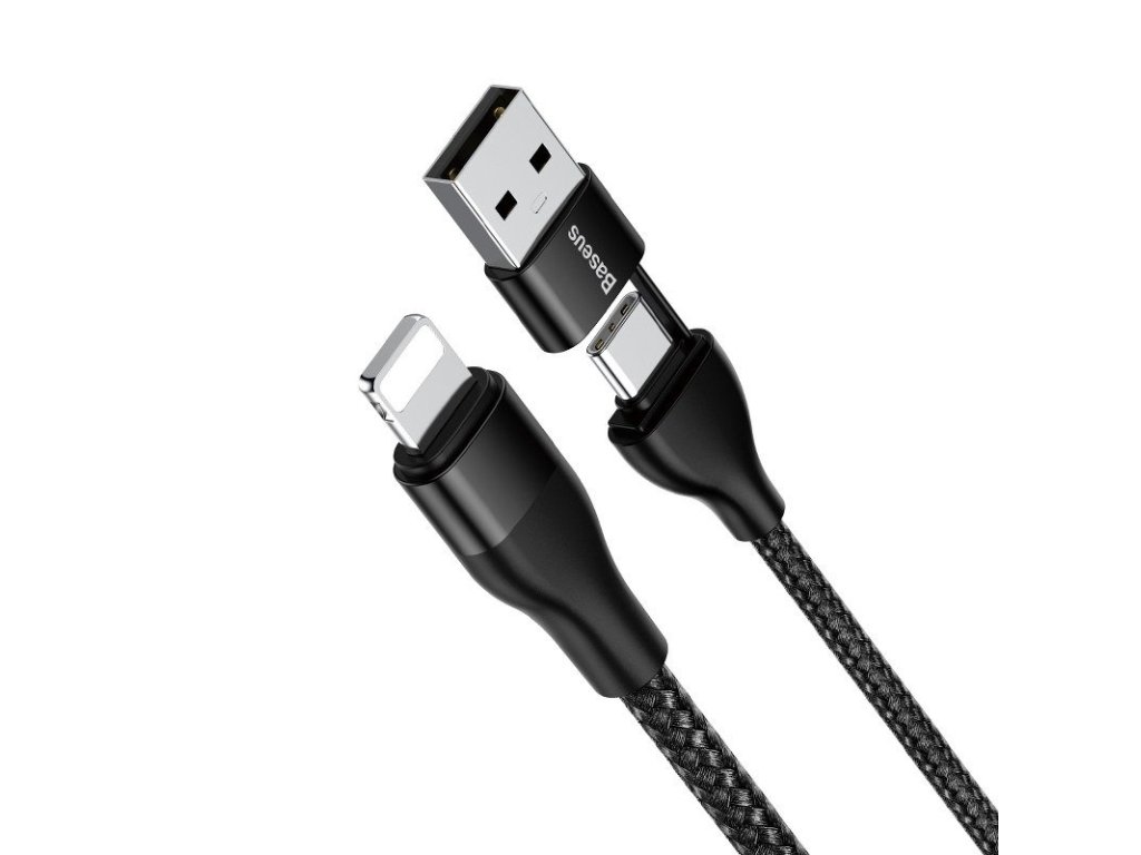 4812 baseus 2in1 dual cable usb a type c to lightning 18w 1m