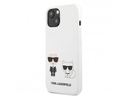 Karl Lagerfeld and Choupette Liquid Silicone Case iPhone 13 mini - White