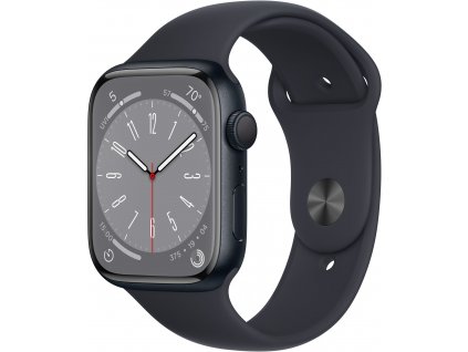 Apple Watch Series 8 GPS, 45 mm-es éjféli alumínium tok éjféli sportpánttal - normál - MNP13CS/A