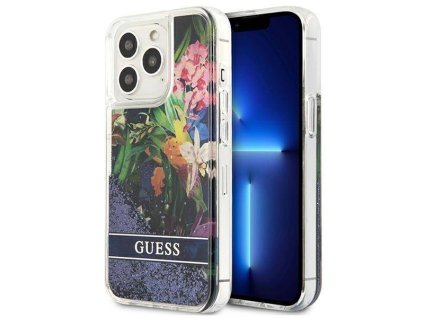 pol pl Guess GUHCP13LLFLSB iPhone 13 Pro 13 6 1 niebieski blue hardcase Flower Liquid Glitter 225361 1