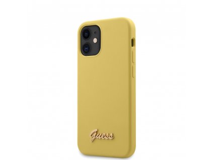 6459 guess silicone case s kovovym pismom iphone 12 mini