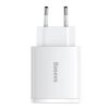 slo pm Hálózati töltő Baseus kompakt gyorstöltő 2xUSB USB C PD 3A 30W fehér 21668 2