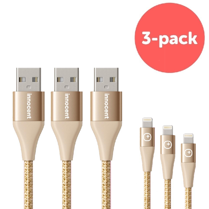 Innocent Flash FastCharge Lightning Cable 1,5m 3-pack - Gold