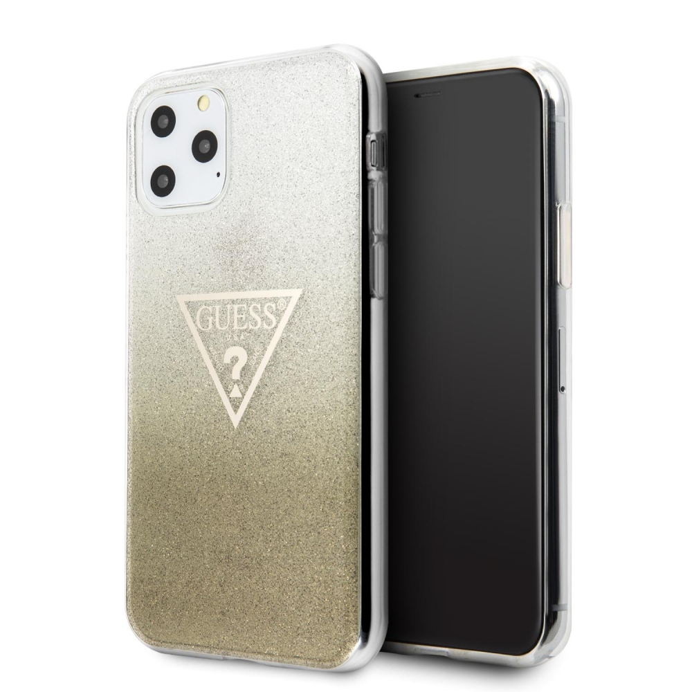 Puzdro Guess iPhone 11 Pro Max GUHCN65SGTLGO Glitter Triangle - zlaté