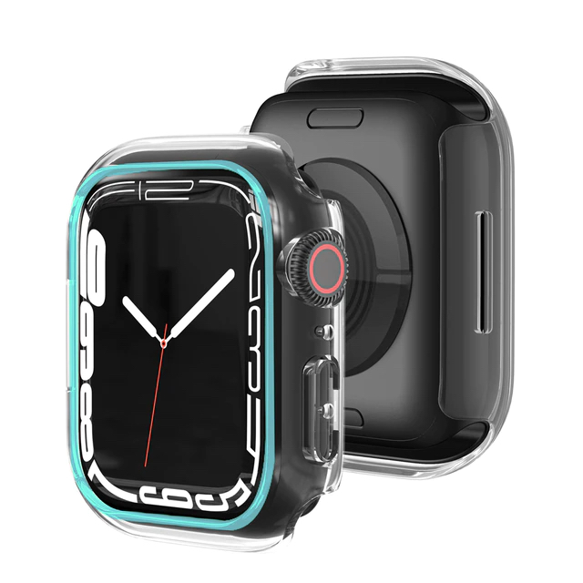 Przezroczyste etui Innocent Luminous do Apple Watch Series 7/8 45 mm - niebieskie