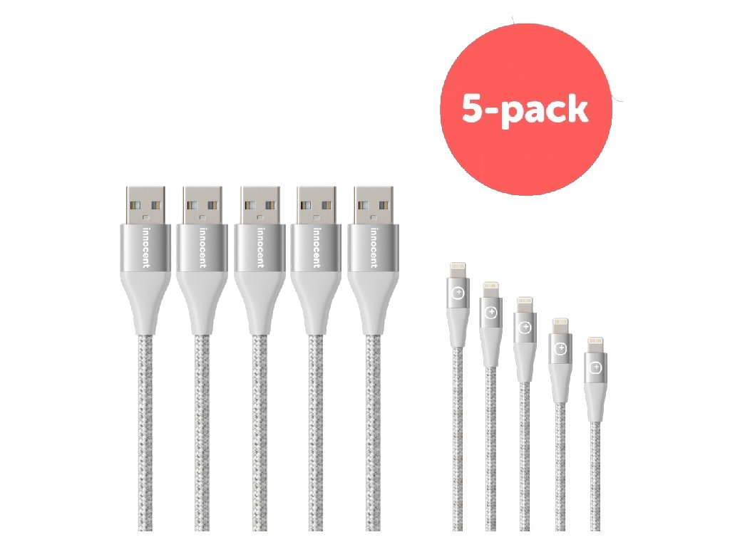 Innocent Flash FastCharge Lightning Cable 1,5m 5-pack - Silver