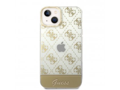 20880 case guess pc tpu peony glitter script logo pre iphone 14 plus zlaty