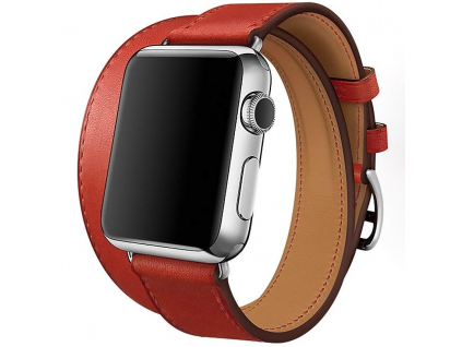 Innocent Double Leather Šnúrka Apple Watch Remienok 42/44/45/49mm - Red