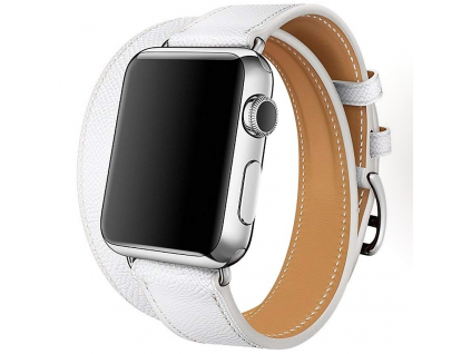 Innocent Double Leather Šnúrka Apple Watch Remienok 42/44/45/49mm - White