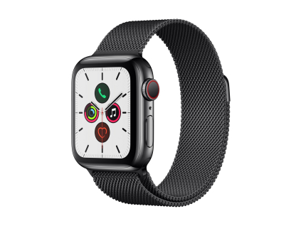 apple watch series 5 cellular space black stainless steel 40mm milanese loop black vertical 34r us en screen