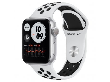 Apple Watch Series 6 GPS, Nike 44 mm strieborné s bielym športovým remienkom - obyčajné