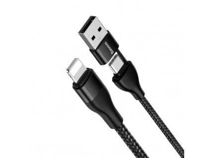 Baseus 2v1 Duálny kábel USB-A+Type-C na Lightning 18W 1m