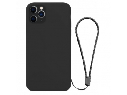 Liquid Silicone Obal with Lanyard iPhone 11 Pro Max - Black