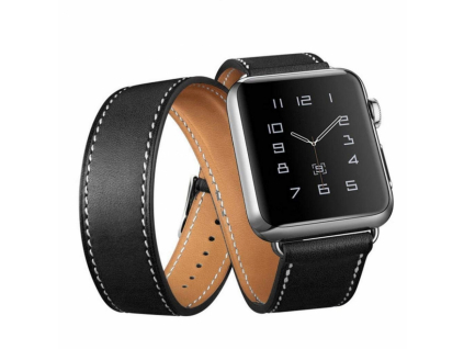 Innocent Double Leather Šnúrka Apple Watch Remienok 42/44/45/49mm - black