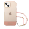 Guess PC/TPU Camera Outline Translucent Case with Lanyard for iPhone 14 Plus - Pink
