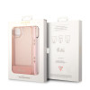 Guess PC/TPU Camera Outline Translucent Case with Lanyard for iPhone 14 Plus - Pink