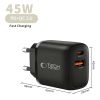 Tech-Protect NCA45W Gan 2-Port Network Charger PD 45W / QC3.0 - Black