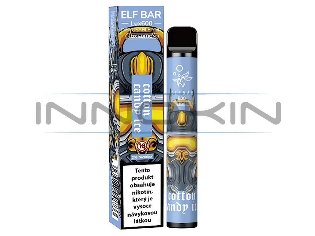 Elf Bar 600 Lux Edition - 20mg - Cotton Candy ICE (Sladké bonbóny s mentolovým nádechem), produktový obrázek.