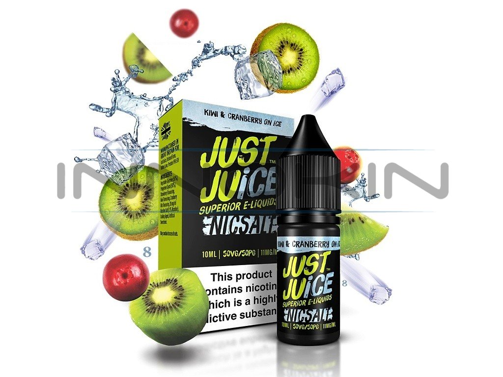 Just Juice Salt - E-liquid - Kiwi & Cranberry On Ice (Ledové kiwi & brusinka) - 20mg, produktový obrázek.