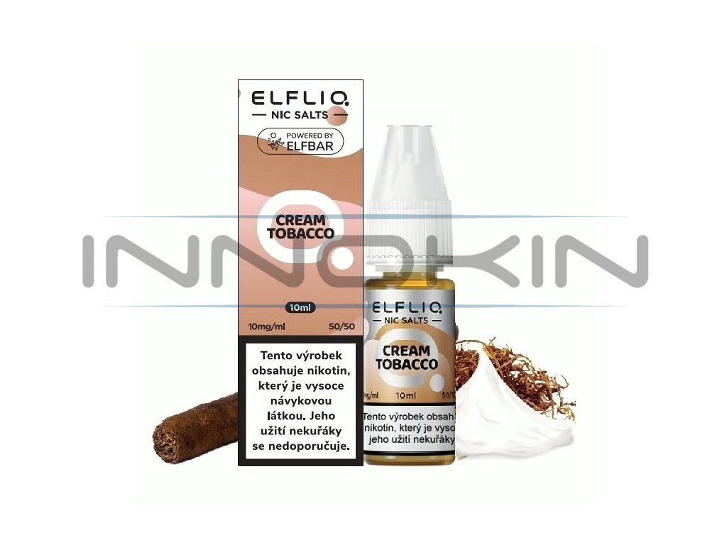 Elf Bar Elfliq - Salt e-liquid - Cream Tobacco - 10ml - 10mg, produktový obrázek.