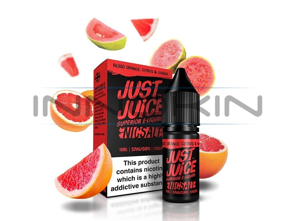 Just Juice Salt - E-liquid - Blood Orange, Citrus & Guava (Červený pomeranč, citron a guava) - 11mg, produktový obrázek.
