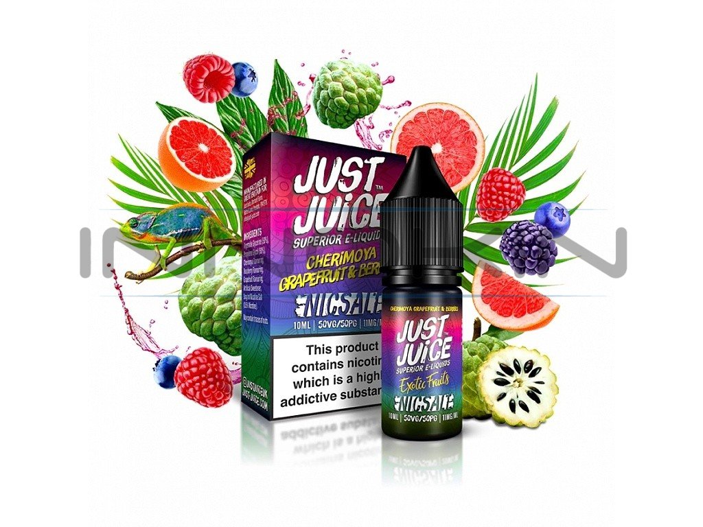 Just Juice Salt - E-liquid - Cherimoya Grapefruit & Berries (Cherimoya, grapefruit a bobule) - 11mg, produktový obrázek.