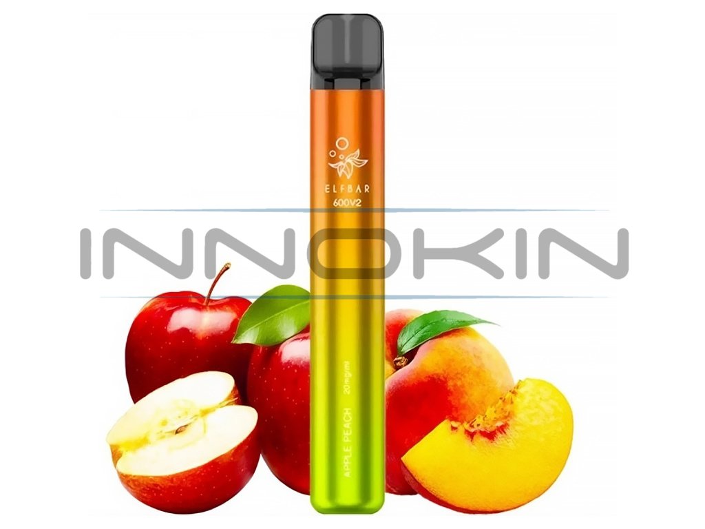 Elf Bar 600 V2 - 20mg - Apple Peach (Jablko s broskví), produktový obrázek.