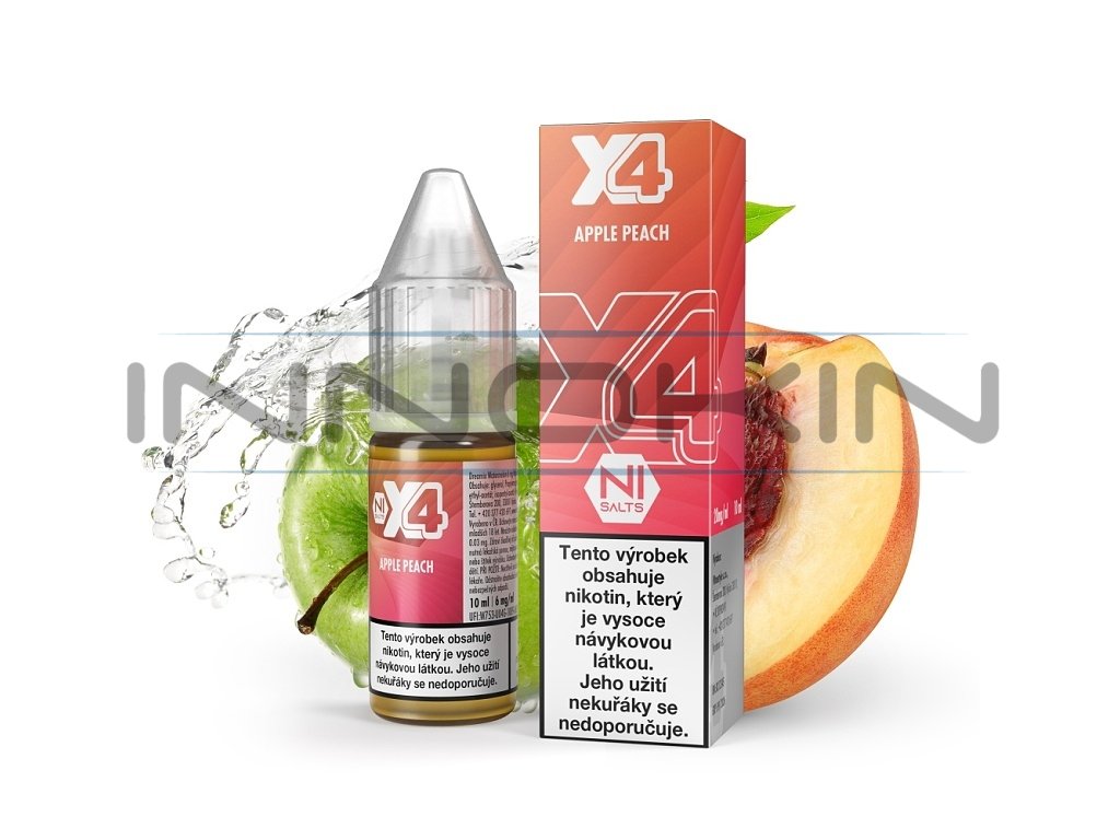 X4 Bar Juice Salt - E-liquid - Apple Peach (Jablko s broskví) - 10mg, produktový obrázek.