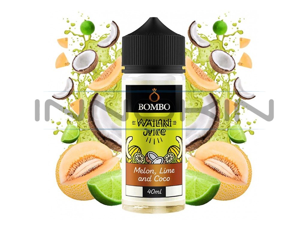 Bombo - Wailani Juice - S&V - Melon Lime and Coco (Cukrový meloun, limetka a kokos) - 40ml, produktový obrázek.