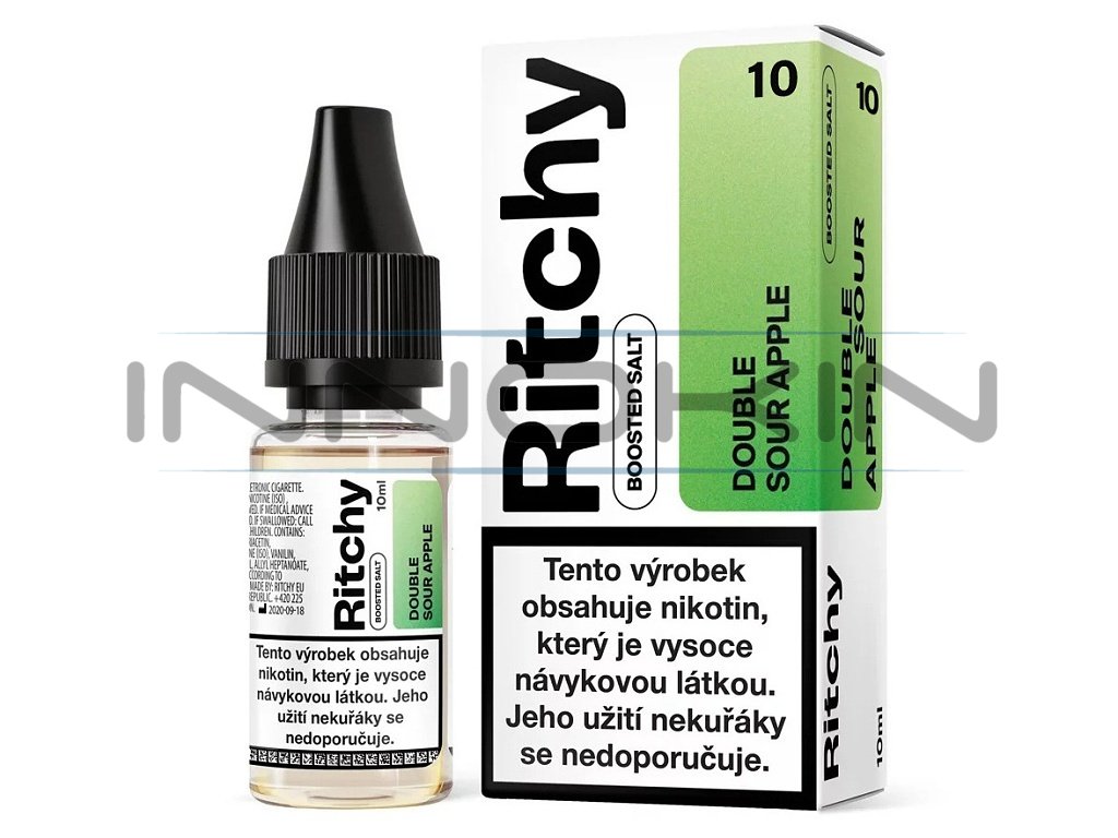 Ritchy - Salt e-liquid - Double Sour Apple - 10ml - 10mg, produktový obrázek.