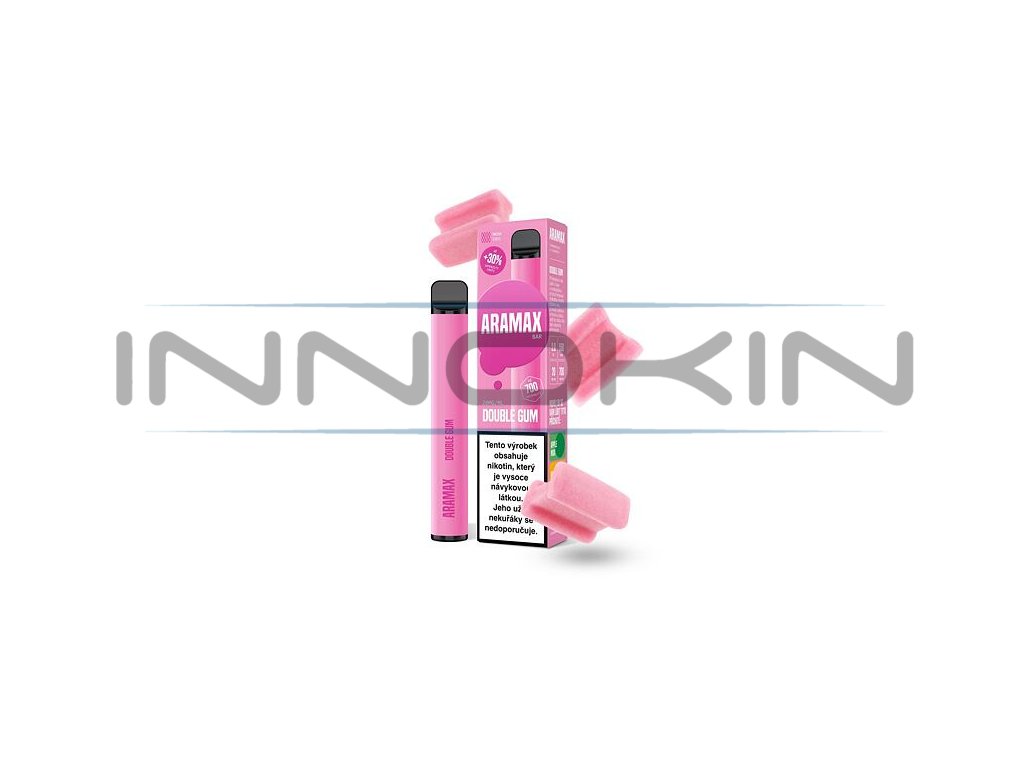 Aramax Bar 700 Disposable Pod (Double Gum) intenzita nikotinu 20mg tabáková nálepka Kolek Q