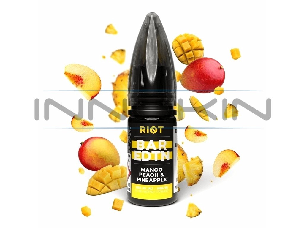 Riot BAR EDTN - Salt e-liquid - Mango Peach Pineapple - 10ml - 20mg, produktový obrázek.