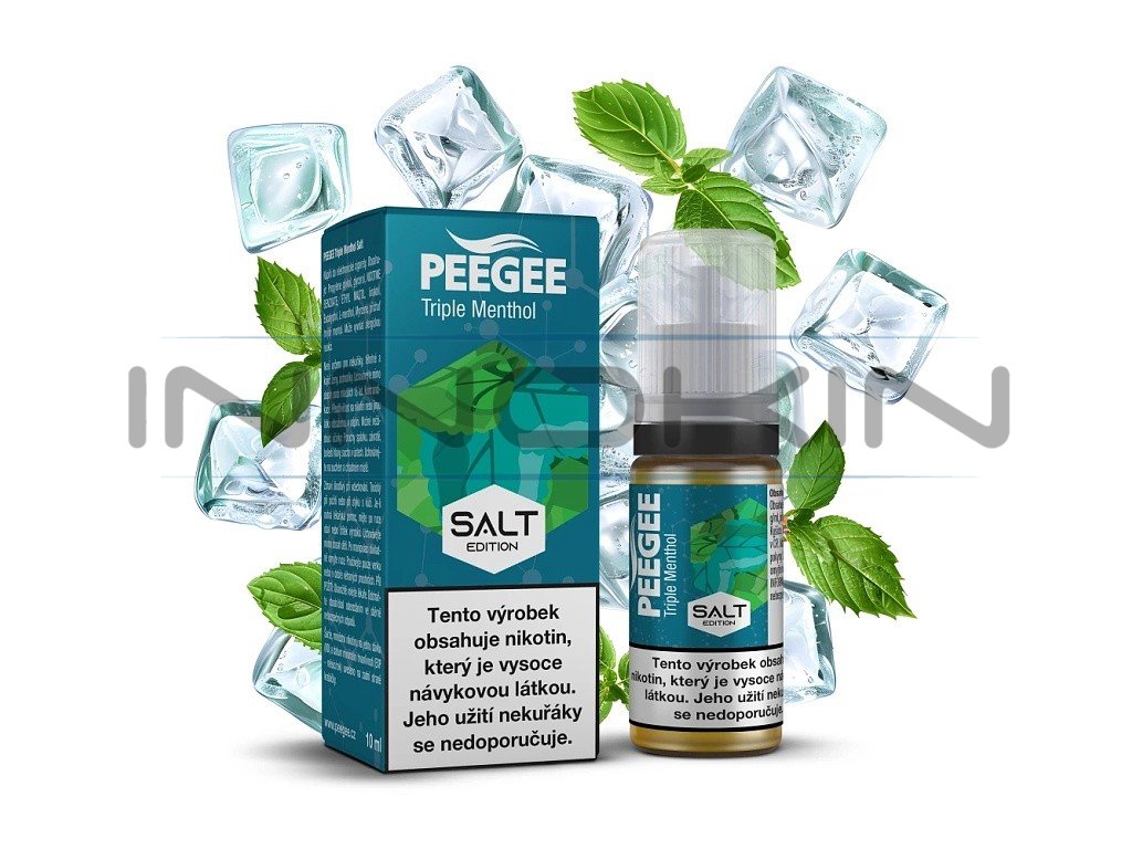 PEEGEE Salt - E-liquid - Trojitý mentol - 20mg, produktový obrázek.