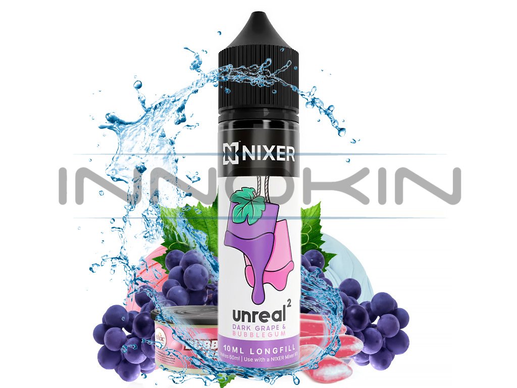 Nixer Unreal 2 - S&V - Dark Grape & Bubblegum - 10ml, produktový obrázek.