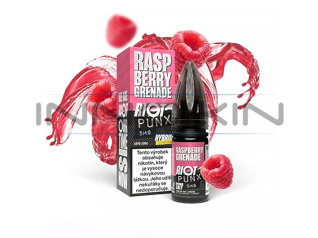 Riot SALT Hybrid - Raspberry Grenade - 5mg, produktový obrázek.