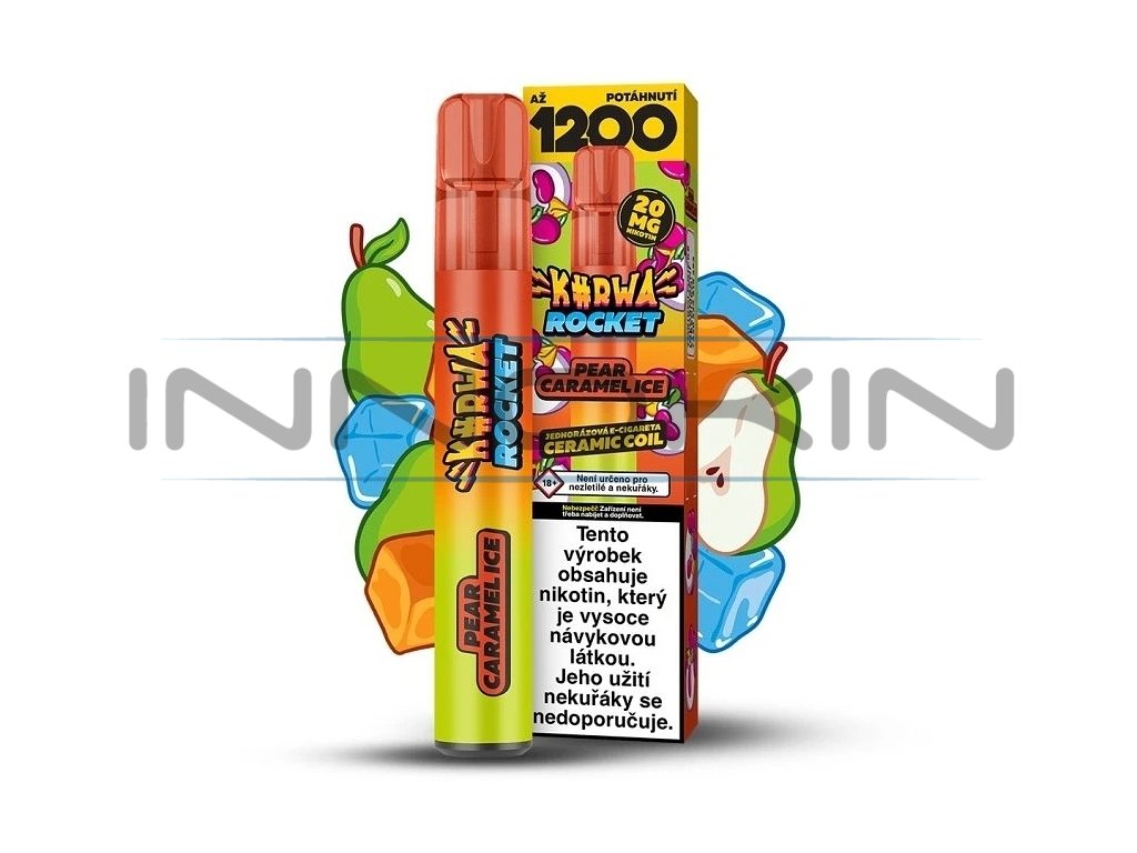Kurwa Rocket - Pear Caramel ICE - 20mg, produktový obrázek.