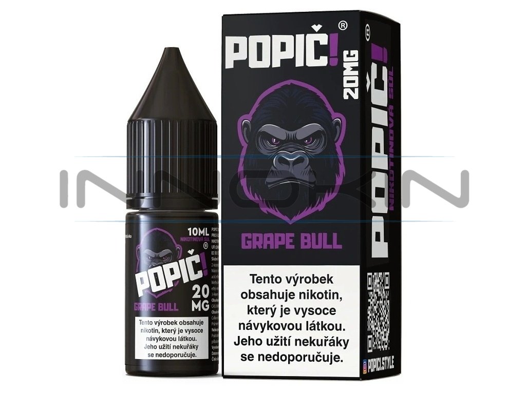 Popič! - Salt e-liquid - Grape Bull - 10ml - 20mg, produktový obrázek.