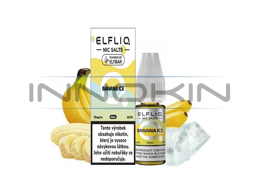 Elf Bar Elfliq - Salt e-liquid - Banana ICE - 10ml - 10mg, produktový obrázek.