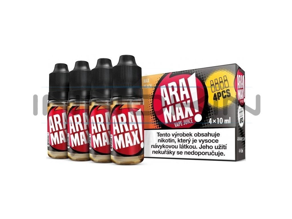Aramax - Max Peach - 4x10ml - 3mg, produktový obrázek.