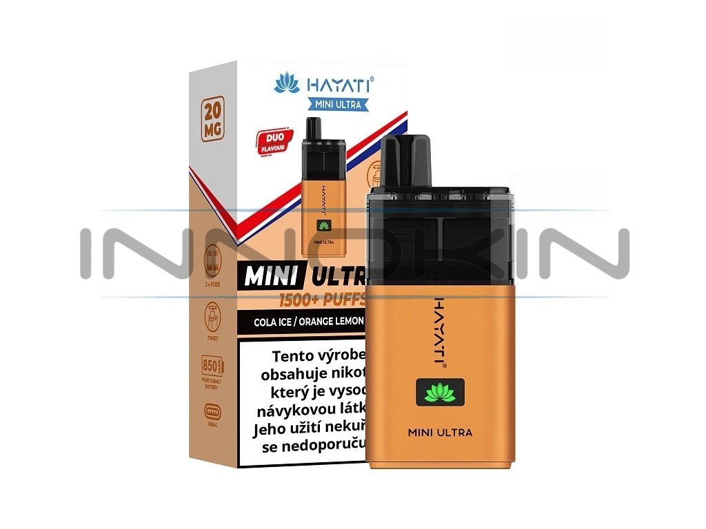 Hayati Mini Ultra 1500 - Cola ICE Orange Lemon & Lime - 20mg, produktový obrázek.